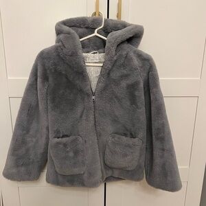 Mango Kids Plush Gray Hooded Puffer Jacket - Like new. Never worn!